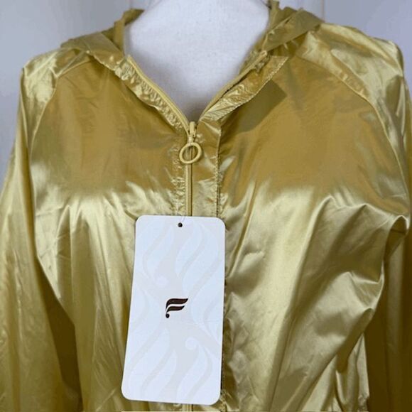 NWT Fabletics Karsyn Woven Jacket Windbreaker Golden Yellow Zip Up Midi Small - Picture 4 of 13